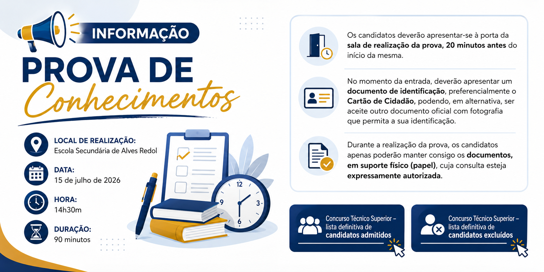 📢Informação – Prova de Conhecimentos📢​